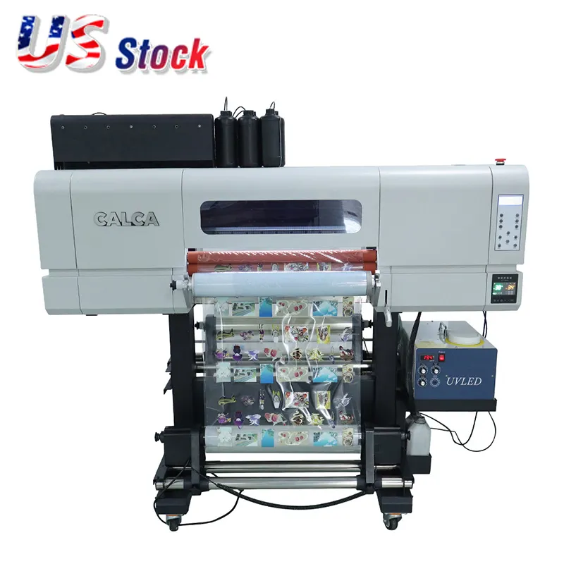 Calca เครื่องพิมพ์ฉลาก UV Dtf 24in SP600พิเศษพร้อมหัวพิมพ์ I3200-U1 3ชิ้นเครื่องพิมพ์ฉลากคริสตัลยูวีสำหรับแก้วขวดทัมเบลอร์สต๊อค