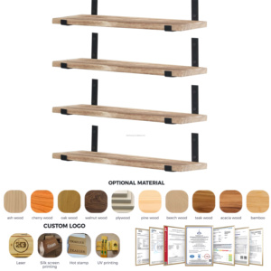 Juego de 4 Estantes Flotantes de Madera para Decoración de Pared, Estantes de Almacenamiento de 4 Niveles, Estantes de Pared para Dormitorio, Sala de Estar, 15.7 Pulgadas - Product Image 2