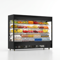 Staande luchtgordijnkoeler open koelvitrine voor vers fruit, groenten, dranken, zuivel, retail, supermarkt, opslag en presentatie