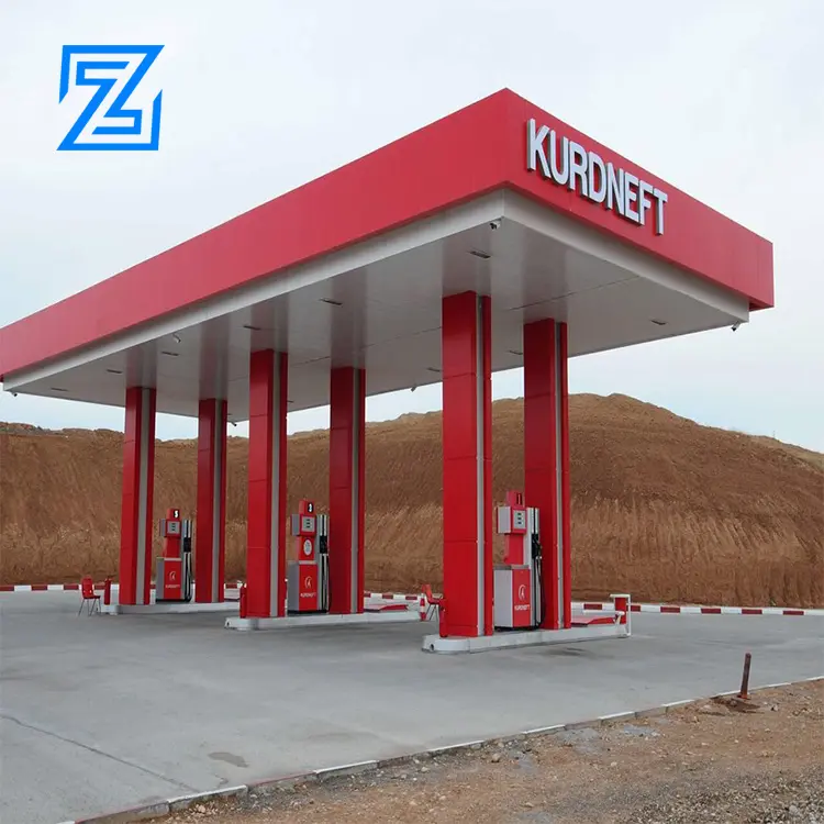 Çin benzin istasyonu üretici benzinli kiosk alüminyum yakıt dolum istasyonu tavan mini benzin istasyonu