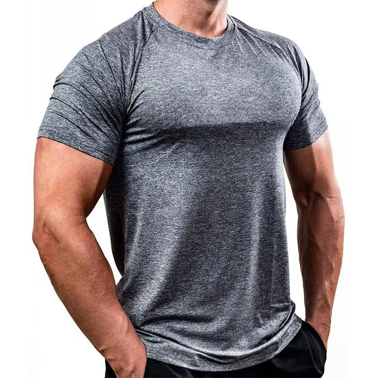 High Quality Custom Logo Men's Active Blank T-shirts Manufacturer Wholesale Polyester Short Sleeves Slim Muscle Fitness Shirt
