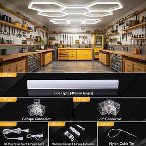 Éclairage de garage hexagonal à LED, tube en forme de nid d'abeille, éclairage de plafond 110V-240V, moderne, CRI 90, dimmable, lumière du jour 5000K, 264000 lumens - Product Image 4