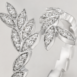 Elegante Anello Aperto con Motivo Floreale a Foglia per Donne, Gioiello da Dito con Ramo d'Olivo - Product Image 5