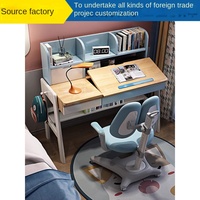 Ensemble bureau et chaise pour enfants en bois massif, design simple et moderne, avec plateau réglable en hauteur pour la maison et la chambre