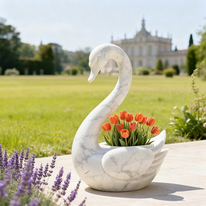 <span class=keywords><strong>Maceta</strong></span> Cisne Piedra Blanca Mármol <span class=keywords><strong>Natural</strong></span> Tallada a Mano - Product Image 3