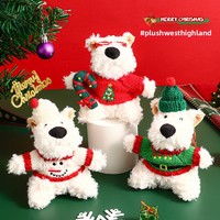 Porte-clés en peluche chien de Noël, pendentif mignon chiot, jouet en peluche doux pour couple, ornement de sac à dos, cadeau en gros