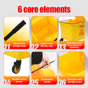 Plástico Industrial Mop Balde Com Mão Imprensa Wringer Carrinho Para Hotel Lobby Passage Lugar Público - Product Image 3