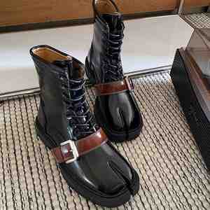 Bottes montantes unisexe à bout fendu style sabot, design de niche, rehaussantes pour couples, au style décontracté avant-gardiste britannique - Product Image 6