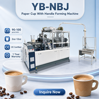Machine automatique de fabrication de gobelets en papier YB-NBJ, 90-100 pièces/min, 2-12 oz, certifiée CE, production de gobelets jetables