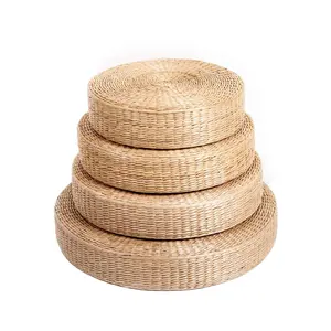 批发手工圆形天然干织编织海草材料拼布冥想坐垫