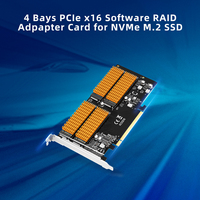 Tarjeta Adaptadora MAIWO KCSSD10 PCIE X16, Protocolo M.2 NVMe, 4 Puertos MKEY SSD, Tarjeta Adaptadora de Refrigeración para Unidades de Estado Sólido