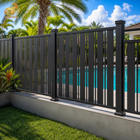 Panneau de clôture en aluminium à barres verticales pour extérieur, piscine, jardin, revêtement poudré noir, anti-rouille, clôture de sécurité