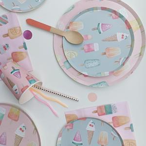 Juego de platos de papel desechables con diseño de helado rosa DAMAI para decoración de fiestas de cumpleaños infantiles de verano - Product Image 6
