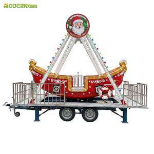 Manège de Noël portable : Mini bateau pirate avec remorque pour fêtes foraines et événements commerciaux - Product Image 1
