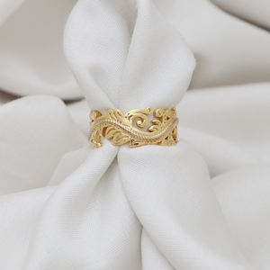 แหวนเงินแท้ 925 ชุบทอง 18K ประดับลายดอกไม้สไตล์วินเทจ สำหรับงานแต่งงานและงานปาร์ตี้ - Product Image 3