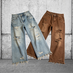 Baggy Vintage jambe droite Fit pantalon grande taille Hip Hop jean Streetstyle mode personnalisé hommes jambe large jean délavé pantalon - Product Image 1