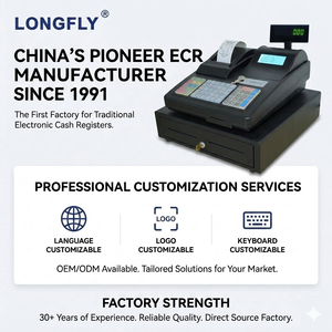 Caja Registradora Electrónica Longfly y Sistema POS Antiguo a la Venta, Terminal Punto de Venta con 64 Teclas, Pantalla LCD, Hardware POS EPOS <span class=keywords><strong>TPV</strong></span> - Product Image 1