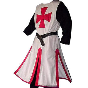 Robes de cosplay médiévales pour hommes, templiers, chevaliers, croisés, surchemise à manches longues, hauts courts, costume de reconstitution historique - Product Image 2
