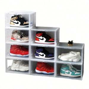 Boîtes à chaussures en plastique magnétique transparentes, boîte de rangement pour chaussures à ouverture frontale, boîte à chaussures en acrylique transparente personnalisée, empilable - Product Image 5