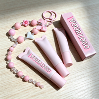 Gloss à lèvres hydratant au peptide en tube souple portable, 24 couleurs, breloques pendentifs DIY tendance, cosmétiques de voyage pour le soin des lèvres