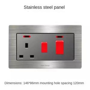 Interrupteur mural universel à double commande tactile en acier inoxydable brossé, norme EU 146, 4 prises, avec protection IP11 - Product Image 6