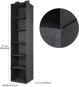 Organisateur suspendu à 6 étagères, étagères de placard pliables, bacs de rangement en tissu pour chambre, dortoir, maison - Product Image 2