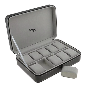 Boîte de rangement pour montres en cuir PU à 10 emplacements, étui de présentation de montres de voyage avec fermeture éclair pour collection de montres-bracelets - Product Image 5