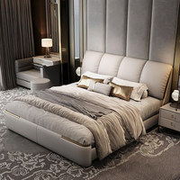 Cadre de lit en bois doux moderne et luxueux HAOYU modèle 6108 avec rangement, design élégant et rembourré, confortable, 1,8 m