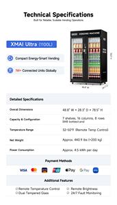 Machine de paiement automatique AI haute capacité XMAI, 38,8 pieds cubes, réfrigérée, acceptant Apple <span class=keywords><strong>Pay</strong></span> et <span class=keywords><strong>Samsung</strong></span> <span class=keywords><strong>Pay</strong></span> - Product Image 5