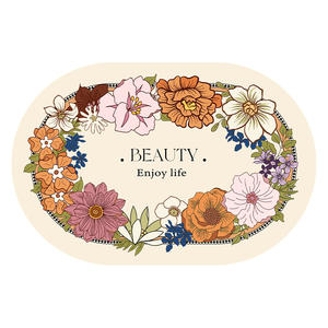 Alfombra de Baño Ovalada Retro, Absorbente, de Tierra de Diatomeas, con Diseño Floral - Product Image 1