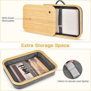 JQ Bamboo Laptop Stand Bed Table Portable <strong>Desk</strong> <strong>with</strong> Pillow Cushion &amp; <strong>Storage</strong> <strong>Space</strong> - Product Image 3