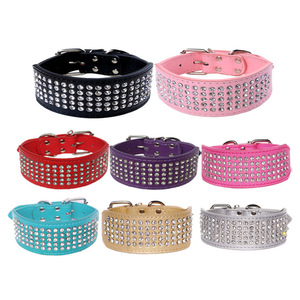 Collar de cuero para perro, accesorio de lujo de 3 pulgadas de ancho, grueso, ajustable, suave, cinco filas, moderno, duradero - Product Image 3