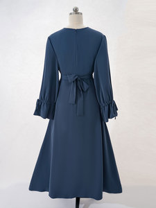 Majestic Sorbet Blue Abaya Mangas abullonadas suaves Pajarita delicada Puños atados Cintura definida Esculpir sin esfuerzo Grace Falda - Product Image 5