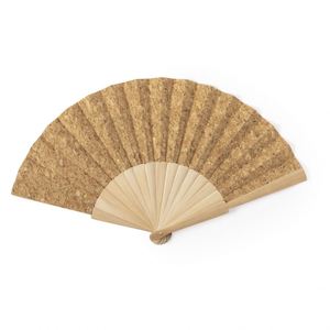 Eco-Friendly Custom Logo Engraving on Wooden Ribs Cork Fabric Hand <b>Fan</b> Foldable Summer Beach Business & Promotional Gift - Product Image 3
