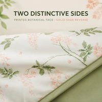 OLIVEHOME Ensemble de couette réversible écologique et biologique avec motif végétal moderne, utilisable toute l'année, 100% fibre de polyester