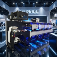 Nouvelle imprimante d'étiquettes flexo en ligne 8 couleurs entièrement automatique Sunrise SR-350-8, 180 m/min, écran tactile, séchage UV, prête pour le réseau