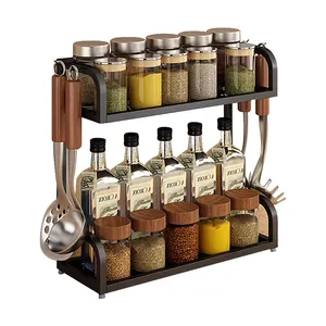 Kitchen Organizer Standing Spice Rack 2/3 Layer Jars Bottle Kitchen Cabinet Storage Rack Shelf Utensils Holder