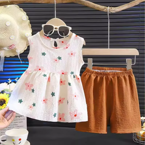 Conjunto <span class=keywords><strong>de</strong></span> Verano <span class=keywords><strong>de</strong></span> Dos Piezas para Niñas, Estilo Europeo Americano, Camiseta con Estampado <span class=keywords><strong>de</strong></span> Mariposas y Pantalones Cortos <span class=keywords><strong>de</strong></span> Fibra <span class=keywords><strong>de</strong></span> Poliéster, <span class=keywords><strong>Ropa</strong></span> para Niñas <span class=keywords><strong>al</strong></span> <span class=keywords><strong>por</strong></span> <span class=keywords><strong>Mayor</strong></span> - Product Image 1