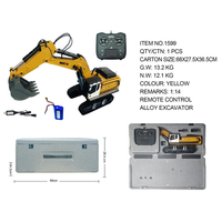Huina 1599 Excavadora RC de Ingeniería en Plástico, Escala 1:14, 12 Canales + Alcance de 25m, Juguete Eléctrico con Control Remoto para Adultos, Interior/Exterior