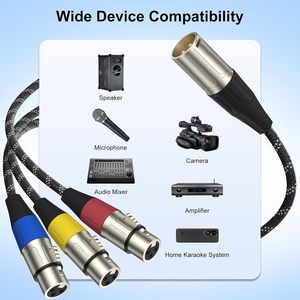 Mạ vàng 3-pin XLR Splitter cáp 3 nữ 1 nam <span class=keywords><strong>Adapter</strong></span> âm thanh thiết bị video cho cân bằng microphone AMP - Product Image 2