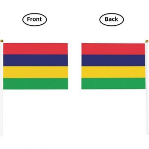 ธงโพลีเอสเตอร์ขนาดเล็กแบบถือมือลายธงชาติมอริเชียส ขนาด 5.5x8.2 นิ้ว พร้อมเสาพลาสติกสำหรับตกแต่ง - Product Image 3