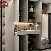 Mueble Zapatero de Lujo Personalizable con Múltiples Zonas y Luz LED para Recibidor, Armario de Almacenamiento de Madera para Pasillo