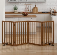 Barrière de sécurité pliable moderne en bois massif pour chiens, avec 2 pieds de support, fermeture à bouton, écologique, taille personnalisable, pour escaliers et enclos pour animaux