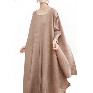 <span class=keywords><strong>Robe</strong></span> plissée froncée décontractée pour femmes, tenue de bal à rayures et à col rond, manches longues, couleur unie, été, 2020 - Product Image 6