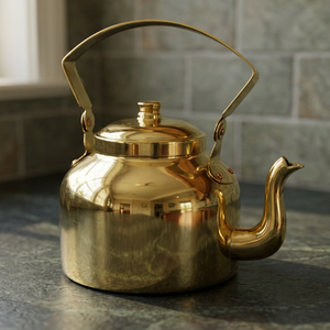 Classic Brass Tea Kettle With <b>Lid</b> Metal Handle Water <b>Pot</b> Kettles - Product Image 4