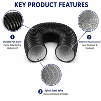 Conduits composites ronds en aluminium renforcé, flexibles, extensibles et résistants aux hautes températures pour escaliers, avec installation facile