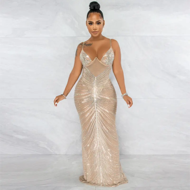 2023 mulheres luxo elegante diamante bodycon personalizado baile sexy aniversário strass frisado ouro festa sereia clube vestido de noite