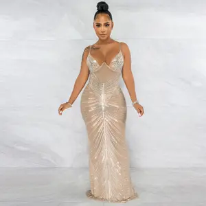 2023 kadınlar lüks zarif elmas bodycon özel balo seksi doğum günü rhinestones boncuklu altın parti mermaid kulübü akşam elbise