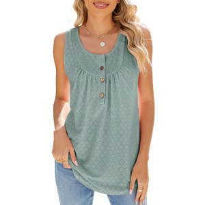 NOUVEAU T-shirt sans manches d'été Loose Button <span class=keywords><strong>Long</strong></span> Vest Top - Product Image 4