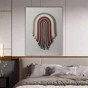 Dipinto Decorativo in Pelle Intrecciata Fatto a Mano, Arte Murale Astratta Geometrica Moderna con Texture 3D in Rilievo per Hotel e Casa - Product Image 5